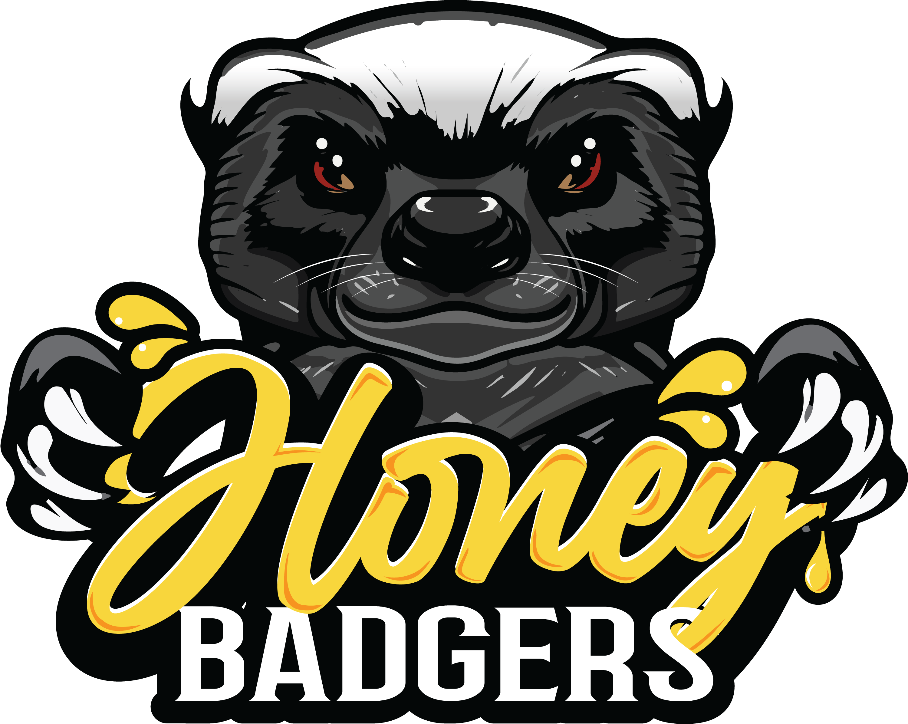 Tucson Honey Badgers basketball logo — honey badger mascot with Honey Badgers wordmark